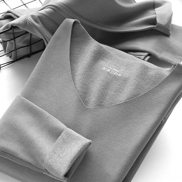 

тепловой набор нижнего белья 0qaak мужские бесшовные двухсторонняя щеткой утолщенной термобелье underwearclothes осенние брюки де velvet сам, Black;brown