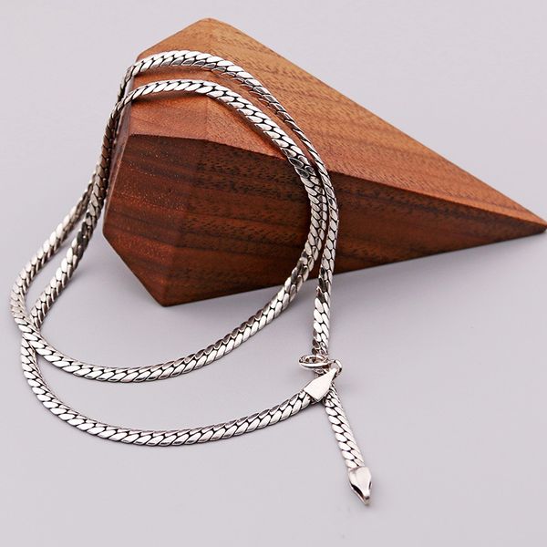 

3.5mm sideways snake necklace s925 silver fashion glossy necklace chain