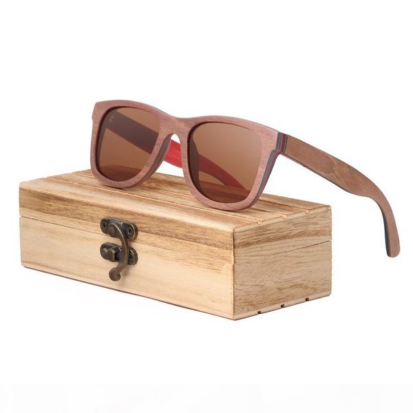 

brown wooden sunglasses handmade natural skateboard wooden sunglasses men women wooden polarized sunglasses, White;black