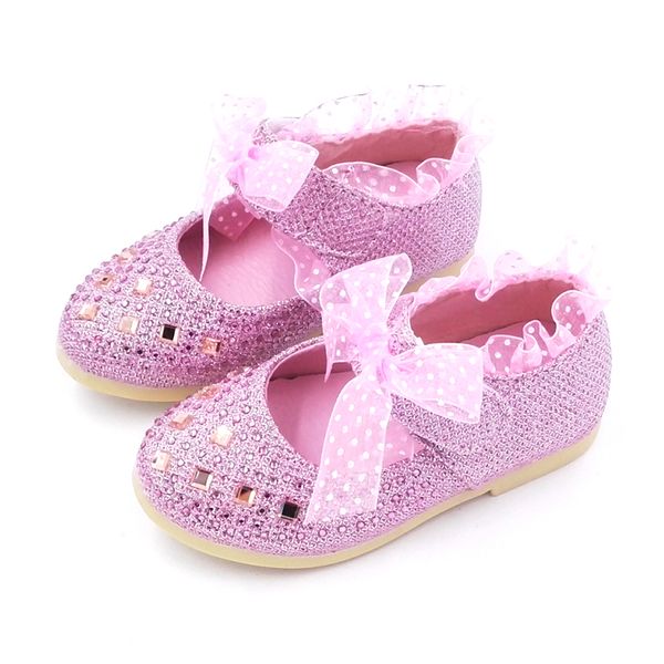 

2017 Hot Lace Girls Leather Shoes Spring autum Child girls princess shoes fashion Diamond Girls baby flat shoes inside 13-15 cm