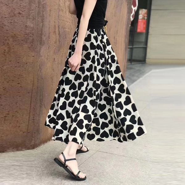 

summer new fashion low waist slimming elastic waist a skirt dress - line dress feminine love loose fluffy skirt, Black