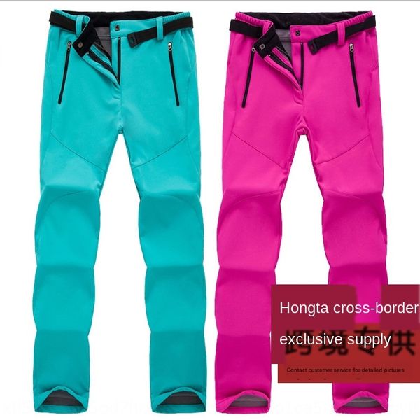 

женская флис мужской большой размер наружный мягкие брюки оболочки непродуваемых дышащей осенью и зимой ватки восхождение брюки, Blue;black