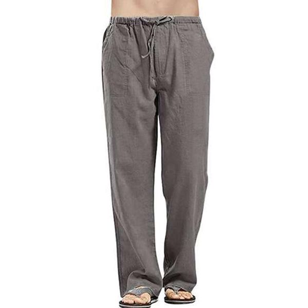 

loose trousers -3xl mens linen men's long baggy straight harem drawstring, Black