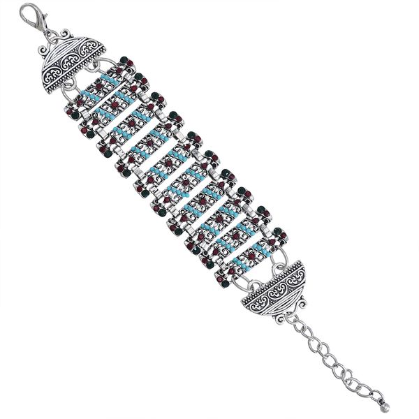 

boho стиль ретро с широким браслет красочные акриловые бусины полые цветок shaped шарм браслет ювелирные изделия для женщин, Black