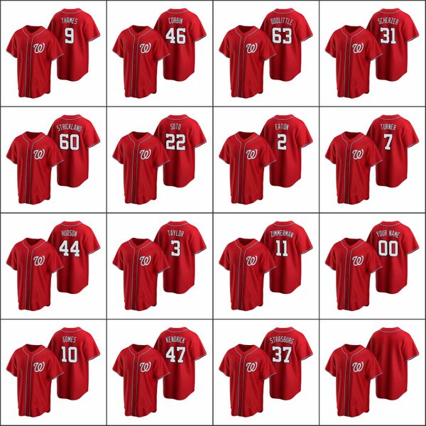 

washington nationals #22 juan soto 37 stephen strasburg 31 max scherzer men women youth custom red replica alternate jersey, Black