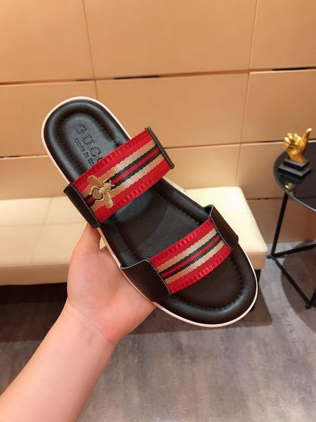 

дизайнер rubber slide сандал tiger слайд-бич дизайнерские тапочки мужские сандалии обувь люкс вскользь тапочки 38-44 h37, Black