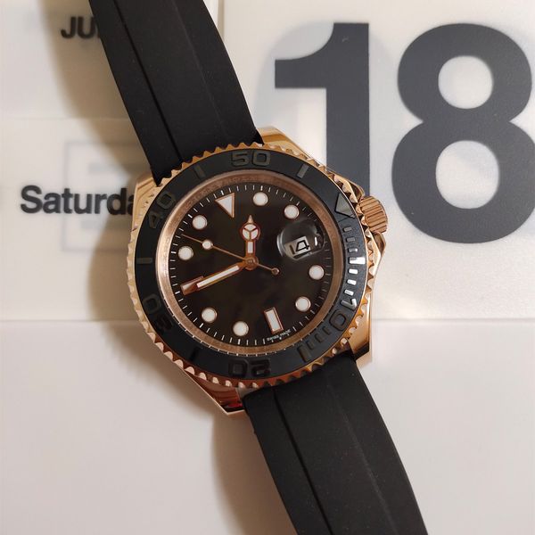 

mens watch mechanical automatic quartz analog designer rubber strap brand orologio di lusso bracelet watch fashion round dial drop ship, Slivery;brown