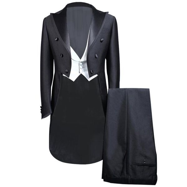 

vintage style party men suit 3pc tailcoat suits set wedding groom dress men suits stage show cosplay costume (blazer+vest+pants, White;black