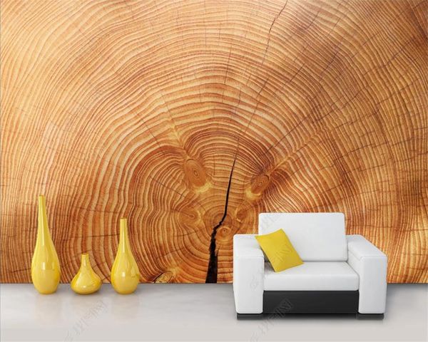 3D-Tapete im europäischen Stil, Holz-Jahresringe, Schnittschnitt-Oberflächenstruktur, Tapete, Hintergrund, Wand, Innendekoration, Tapete