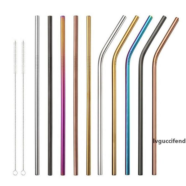 

stainless steel drinking straws 8.5 9.5 10.5 bent and straight eco friendly colored straws