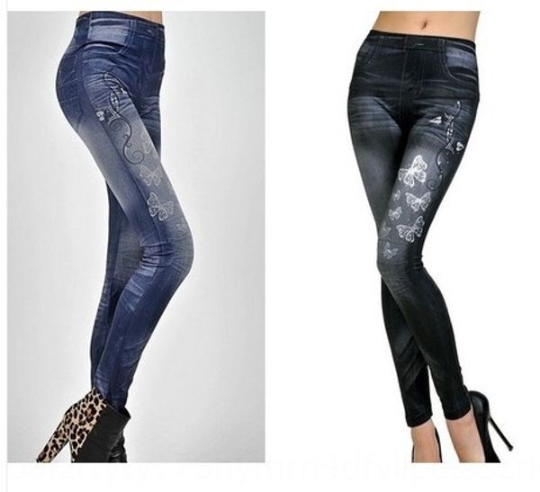 

korean style fashion slimming slim seamless imitation small tight pants and jeans butterfly printed leggings imitation jeans, Black;white