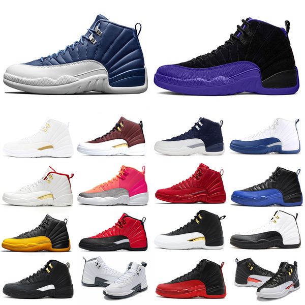 

12 12s high basketball shoes for men stone blue dark concord flu game mens outdoor comfortable sneakers trainers shoes