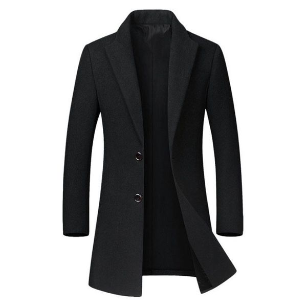 

winter woolen coat male double breasted overcoat wool men coat black long sleeve thick warm blend, Tan;black