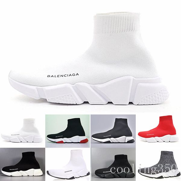 

2019 дизайнерские мужчины женщины speed ​​trainer носок обувь черный белый красный блеск плоский моды мужской размер тренеры runner 36-45 m9, Black