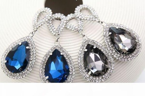 

a 2017 fashion jewelry crystal super flash silver electroplating water drop rhinestone big drop earrings for women #e014