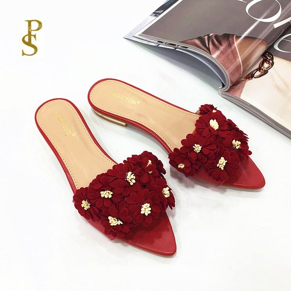 

women's shoes with flowers flat shoes pointed lovely, Black