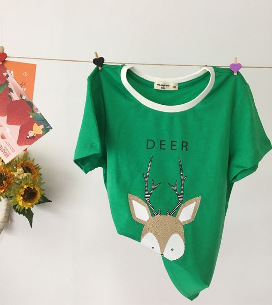 

wear boys' 2020 t-shirt children's clothing summer new children's short-sleeved t-shirt cotton deer, Blue