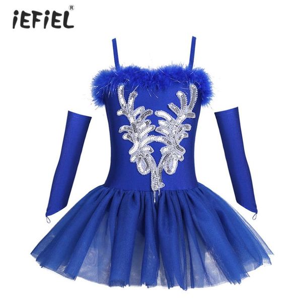 

new swan girls ballet dress with fingerless gloves ballerina dance leotards ballet tutu dress for girls dancewear clothes, Red;yellow