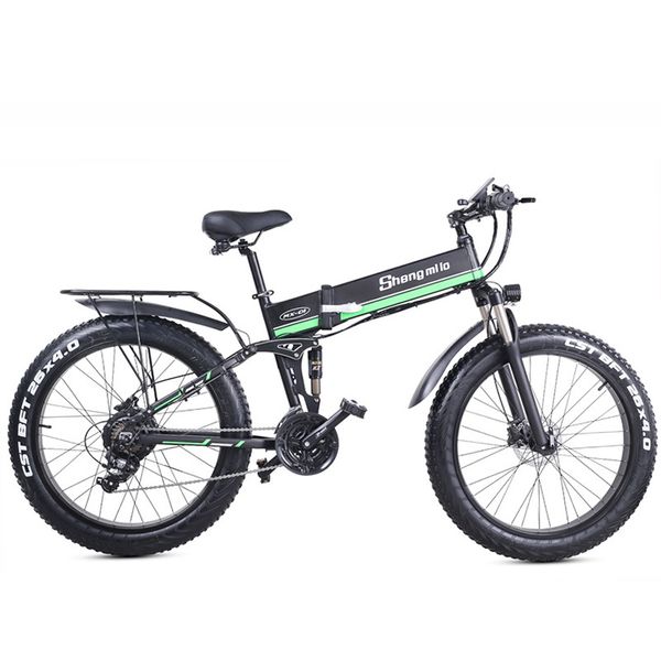 

mx01 1000w strong electric snow bike, 5-grade pedal assist sensor, 21 speed fat bike, 48v extra large battery e bike, Silver;blue