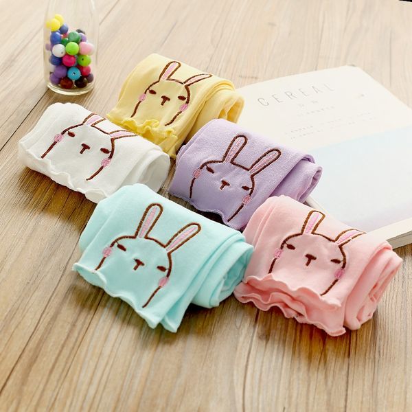 

2020 autumn new girls tight tight embroidered tights ' pants children's capri pants cute rabbit embroidered girls' casual leg, Blue