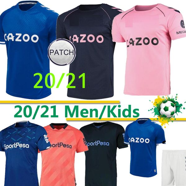 

20 21 everton soccer jersey sigurdsson richarlison calvert-lewin walcott 2020 2021 everton home football shirts men kids kit uniforms thai, Black;yellow