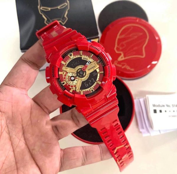 

marvel super hero series wrist watches limited edition iron man captain america men's sport watches g style shock watches with special, Slivery;brown