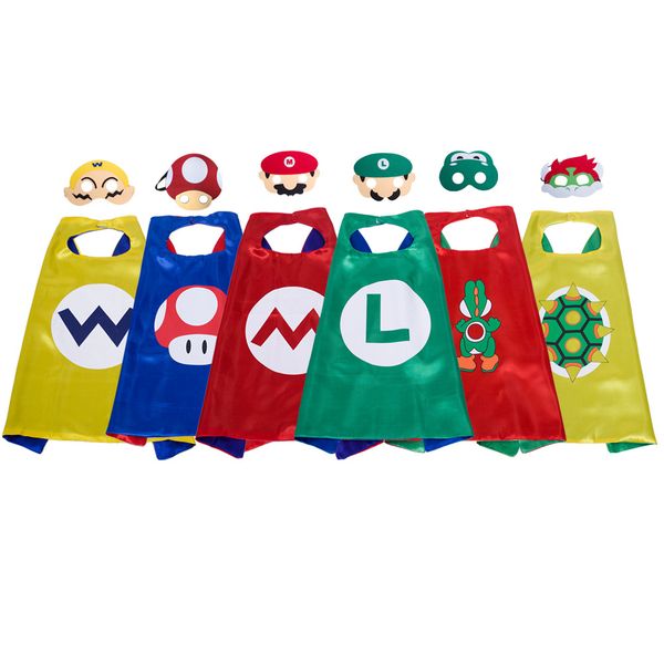 

superhero children cape double layer 70*70cm satin cloth halloween costume cosplay costume cape cape and mask party costume, Silver