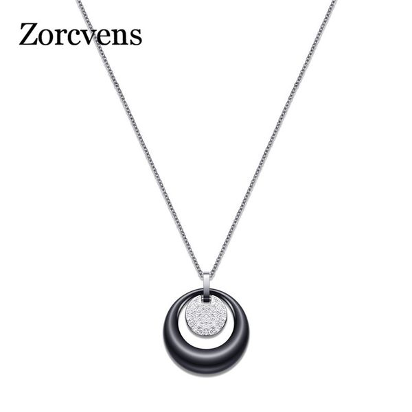 

zorcvens rhinestone circle necklaces & pendants for women ceramic necklace jewelry wedding party birthday gift, Silver