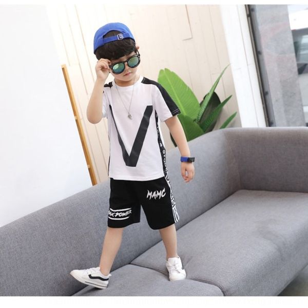 

b1b8g мальчиков летней одежды новой средней и большой дети корейский стиль моды костюм хлопок короткий рукав детский цвет, соответствующий с