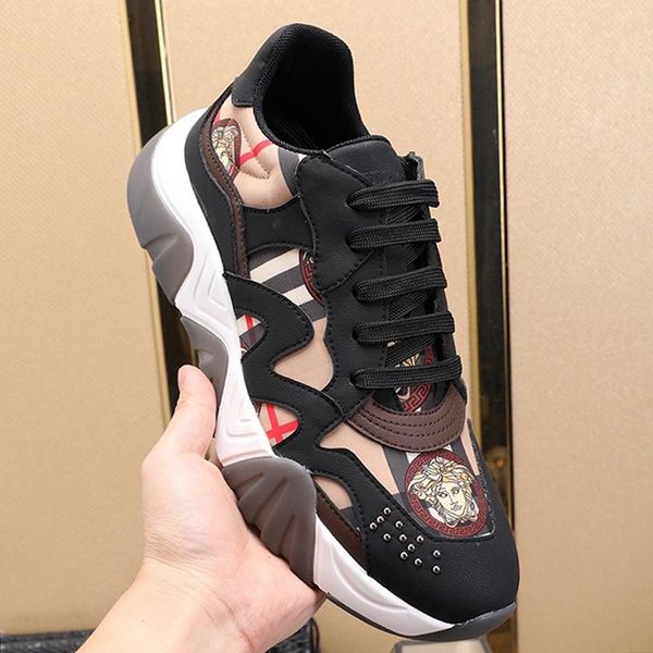 

squalo sneakers mens shoes new arrival fashion classic lightweight luxury shoes lace -up low plus size sports men shoes with origin box, Black