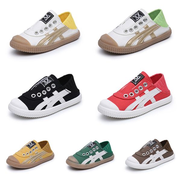 

kids canvas shoes boys girls slip-on canvas sneakers fashion design children sports casual breathable flats spring biscuit shoes, Black;red