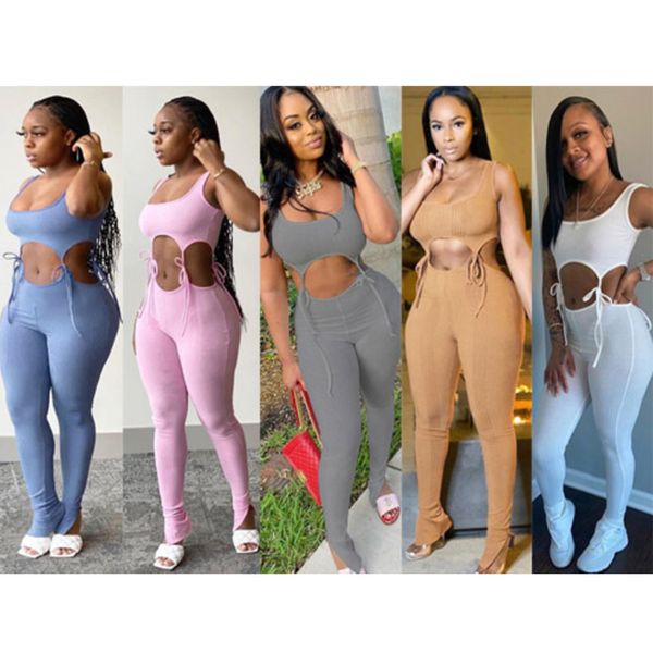 

womens 2 two piece tracksuits lace-up hollow sports fitness outfits sets summer fall fashion workout gym suits sweatsuits clothing, Gray