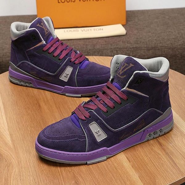 

luxury mens shoes fashion boots lace -up with box trainer sneaker mid -mens shoes fashion type bottes hommes fast ship luxury style, Black