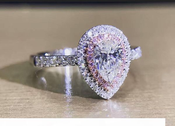 

k victoria wieck luxury jewelry pure 100 %925 sterlling silver drop water white z cz diamond gemstones women wedding band ring for, Slivery;golden