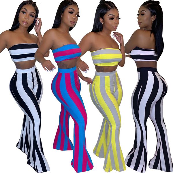 

two piece set women striped 2 piece set women outfits crop pants two pieces sets summer clothes for female women's suit, Gray