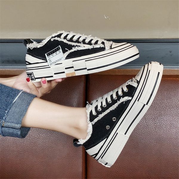 

casual women canvas breathable outdoor sneakers spring summer shoes platform lace up zapatos de mujer mx200801, Black