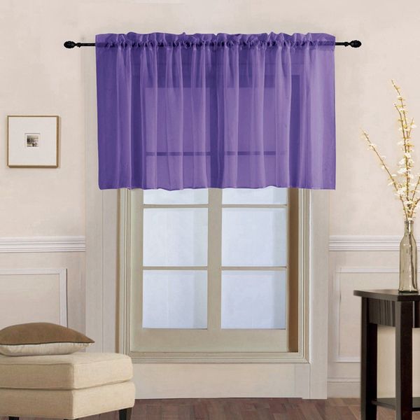 

solid voile drapes roman tulle kitchen pure color simple sheer short curtains valance for bay window door decoration 184&30