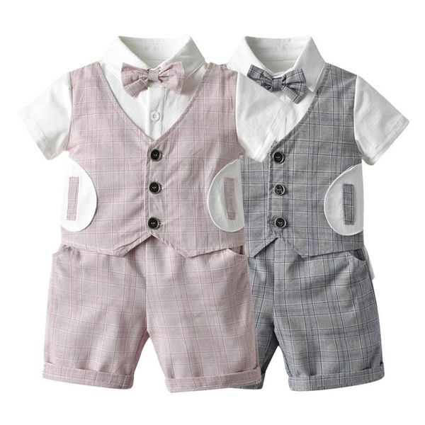 Sommer Gentleman Babyklagen Baby Outfits Bögen shirt + shorts 2pcs / set Babykleidung Babyausstattungen Newborn Outfits Einzelhandel