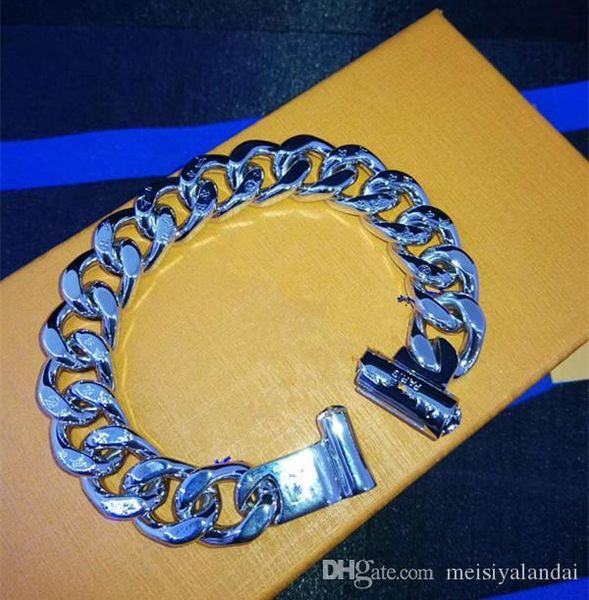 

2019 luxury designer jewelry men bracelets fashion silver charm bracelet bangle titanium steel thick chain bracelet ing, Golden;silver