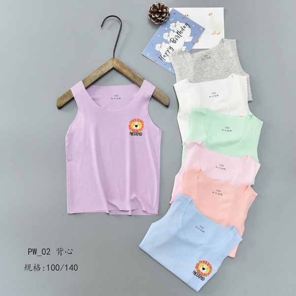 

children's traceless modal 2020 new men's vest and women's thin casual cartoon sleeveless vest, Blue