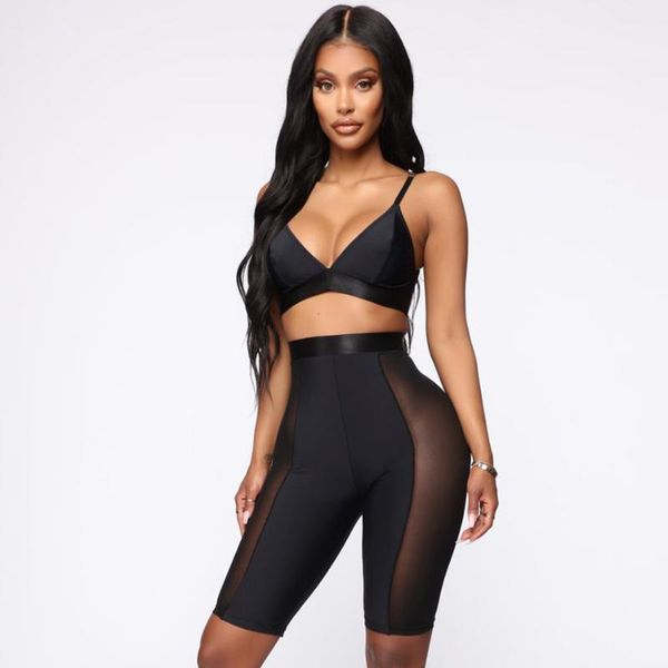 

adyce 2020 new summer women club bandage sets black short &pant 2 two pieces set night out club celebrity evening party sets, White
