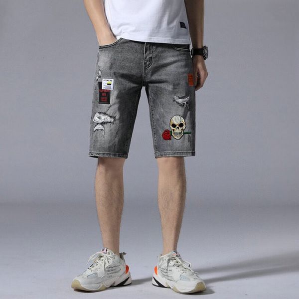 

famous brand blue mens designer jeans luxury fog ripped jeans short for men designer pants short size28-36