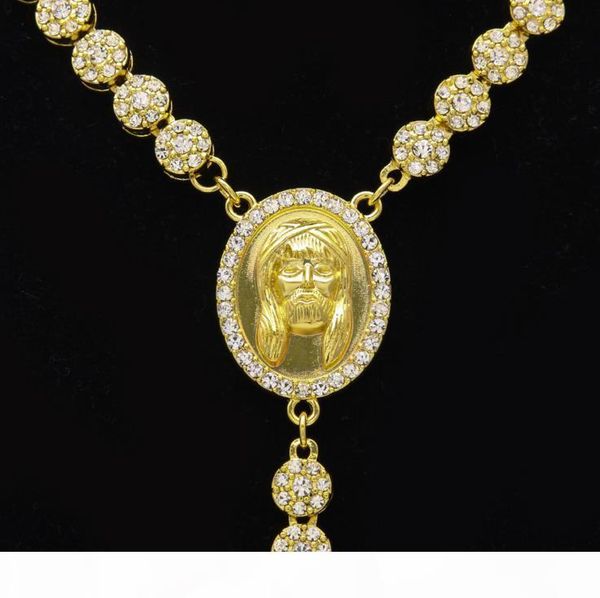 

a european and american fashion classic hip hop jewelry jesus necklace patchwork cross rosary shape, Silver