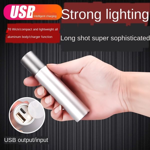 

multifunctional treasure mini led q5 high-power usb charging treasure flashlight charging aluminum alloy flashlight