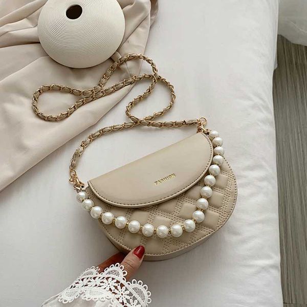 

fashion purple pearl chain shoulder bag saddle bag luxury handbags women bags designer sac a main crossbody bags for women