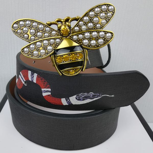 

дизайнер моды женщин пояса bee snake пряжки мужчин пояса высокое качество оптовая ширина 3.8cm с коробкой, Black