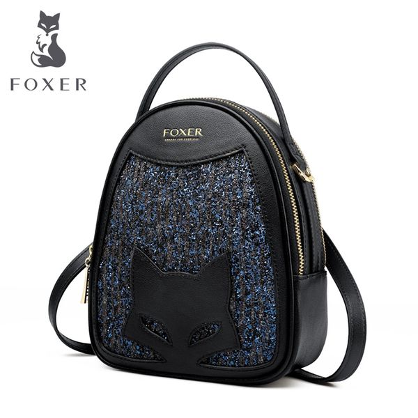 

foxer cowhide glitter leather mini shining handbags women small shoulder bags lady qute mini totes fashion design high qulity