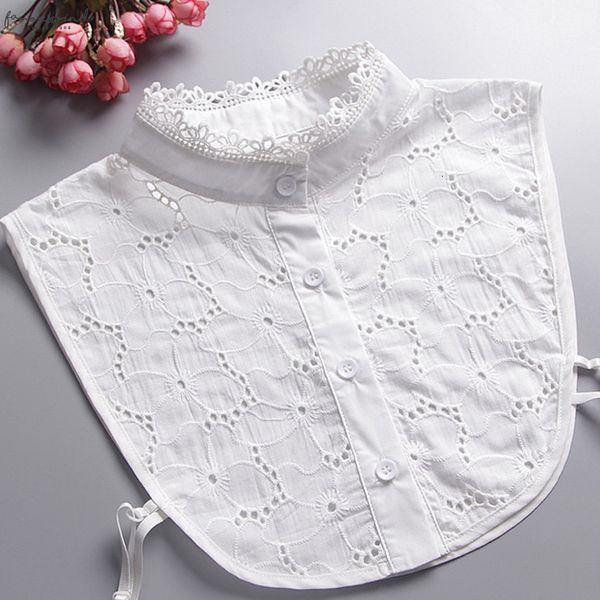 

detachable collar false removable collar women lapel choker necklace shirt fake lace hollow cotton stand collar shirt female, White
