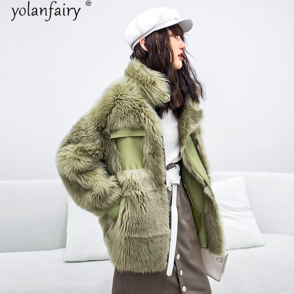 

natural sheep fur coat women real fur jacket genuine leather double-faced luxury sheep shearling winter coat women pc-27ww, Black