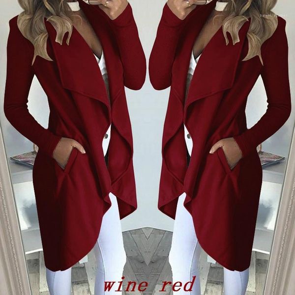 

neck long sleeve windproof autumn spring womens designer trench coats casual ol style coats irregular solid color womens windbreakers lapel, Tan;black